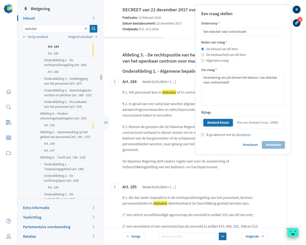 Matconnect Features Screenshot Stel Een Vraag