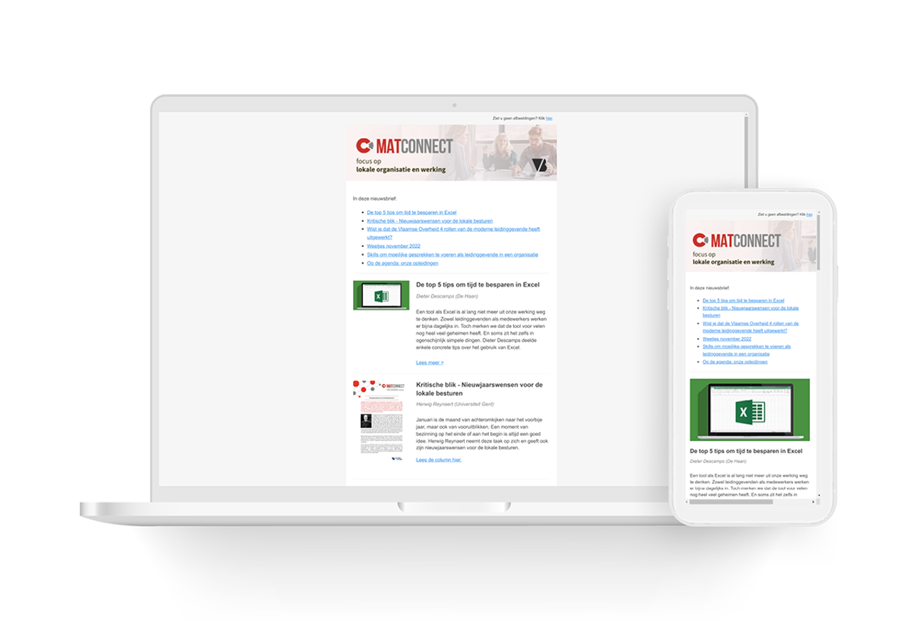 Schrijf u in op de nieuwsbrief "MATConnect | Focus op lokale organisatie en werking"